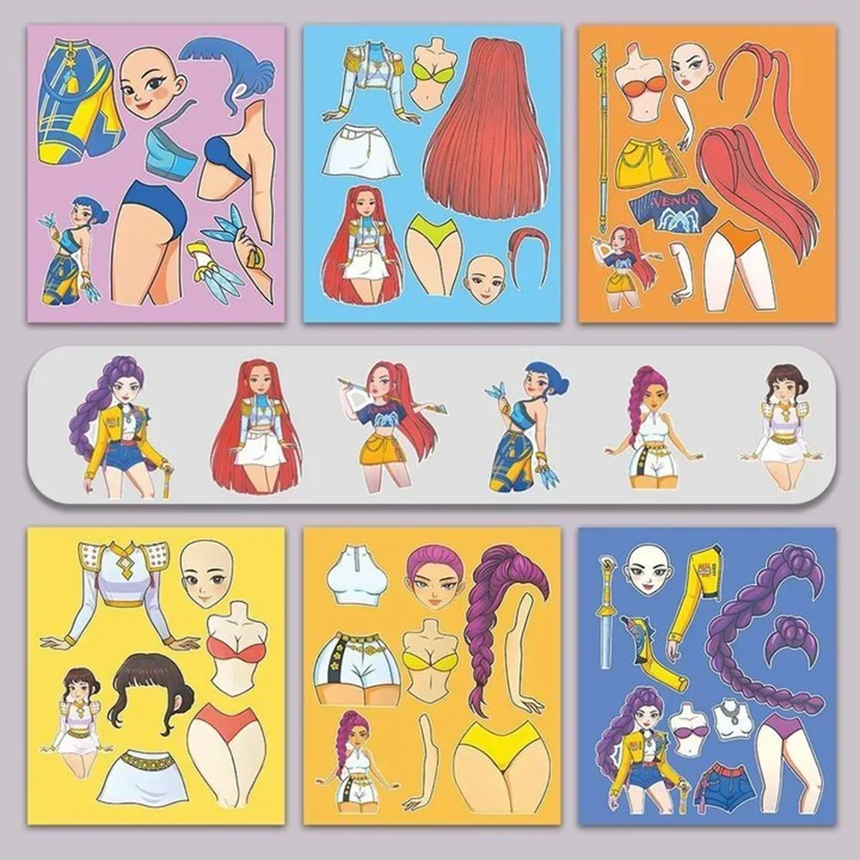 6/24 قطعة Kpop شيطان الصيادون الإبداعية جعل الكرتون لغز ملصقات الاطفال ملصق يدوي الصنع لعبة الأطفال بانوراما التعليم لعبة هدية