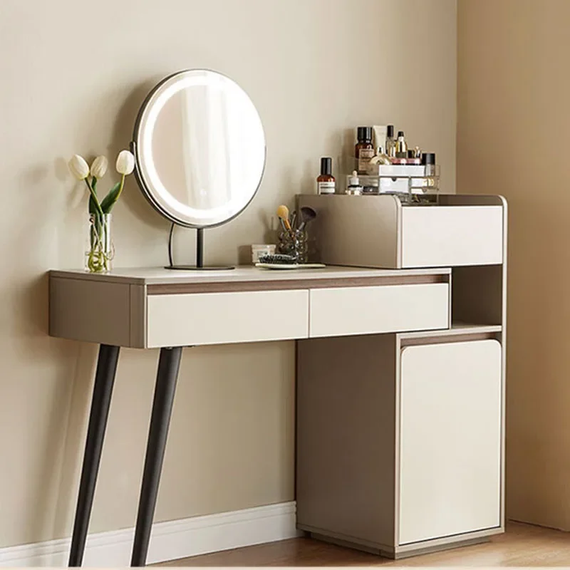 

Simple Tabletop Dressing Table Mobile Lighted Wood Makeup Mirror Drawers Dresser Vanity Meubles De Chambre Women Furniture