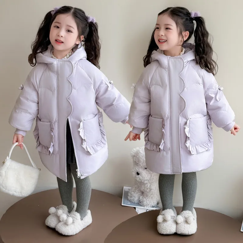 Girls Winter Warm Down Cotton Jacket Kids Coat Waterproof Hooded Children Outerwear Parka Snowsuit 2025 Winter New