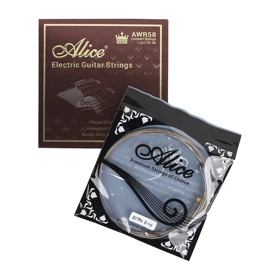 Alice AWR58 Electric Guitar Strings Plated Steel Hexagonal Core Nickel Alloy Winding 09-42/10-46 Strings for Concert