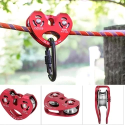 Polea Zipline de doble carro, 30kN, efectiva para montañismo, equipo de camping