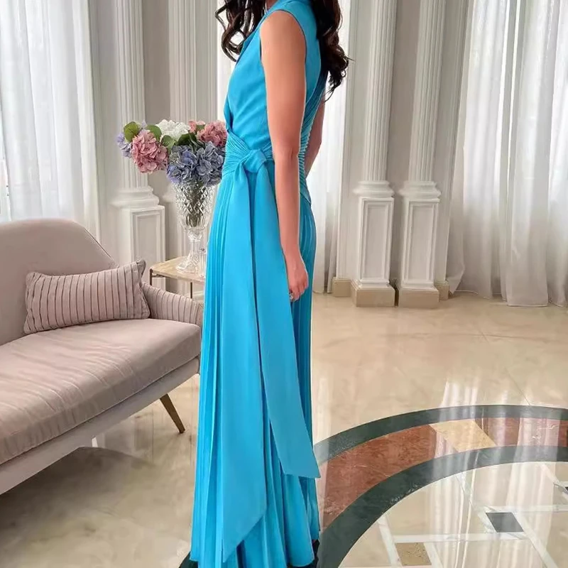Office Ladies Lapel High Waist Romper Sexy Hollow Out Sleeveless Lace Up Pleated Jumpsuit Fashion Solid Color Wide Leg Playsuit