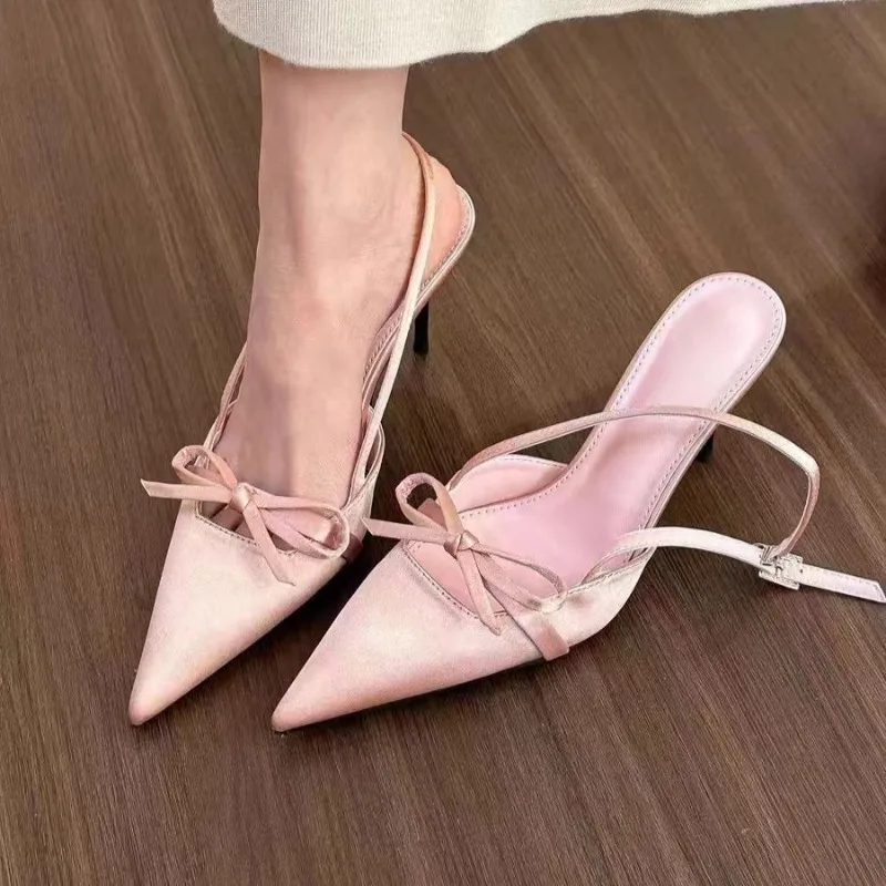 Pointy Fashion Single-shoe Women 2024 New Summer Stiletto Sandals French with Skirt Temperament Pink High Heels Kawaii Shoes