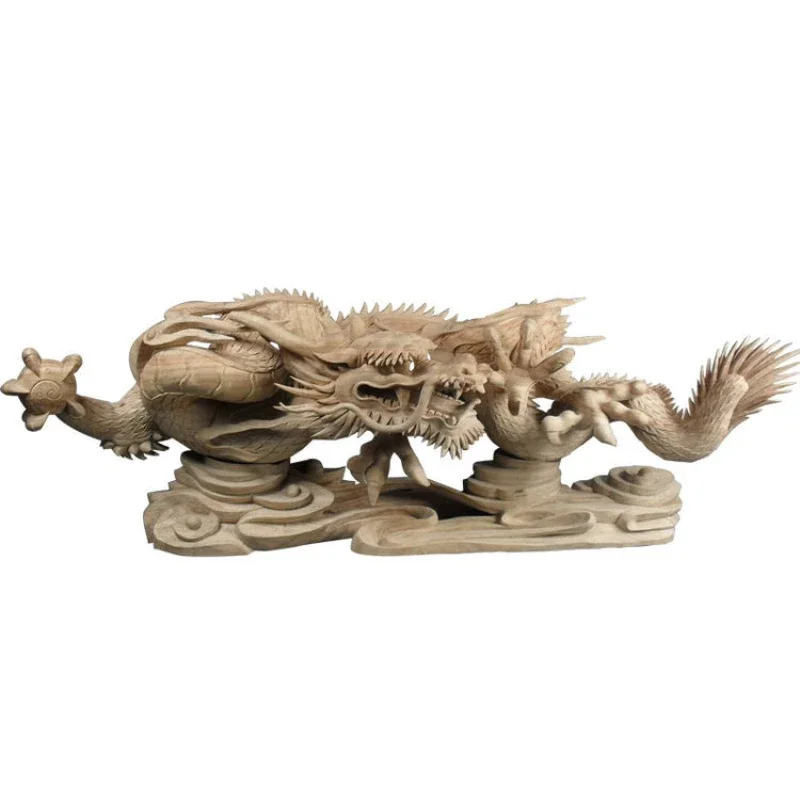 

Wood Color Sculpture High End Chinese Dragon Design Antique Art Minds Wood Crafts