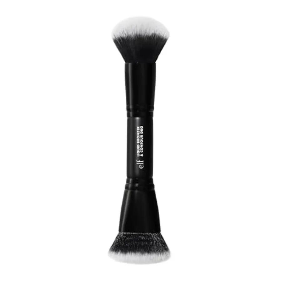 

e.l.f. Liquid Bronzer and Contour Duo Brush, Silky Highly Pigmented Formula with Dual-ended Makeup Brush, Synthetic Bristles, 1