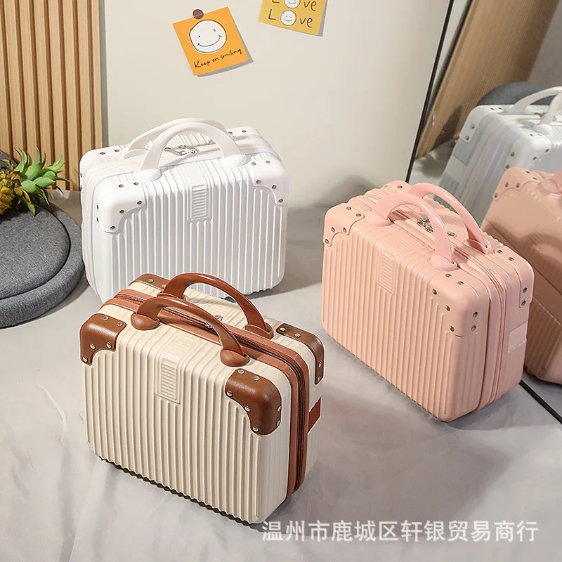 Portable Suitcase 14 Inch Makeup Box Small Mini Travel Password Box Storage Bag