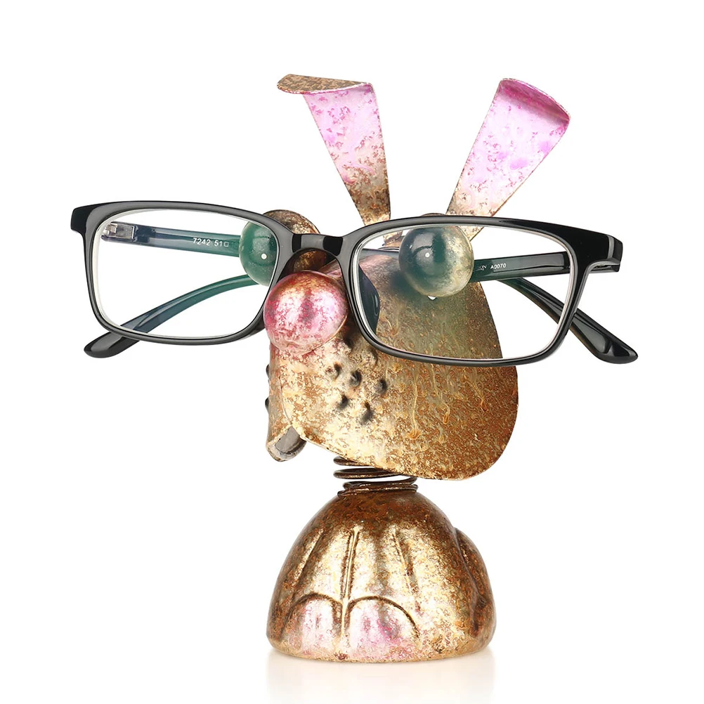 

1pc Iron Rabbit Ornaments Glasses Holder Desktop Decoration Eyeglasses Stand Cartoon Animal Model Home Office Strong