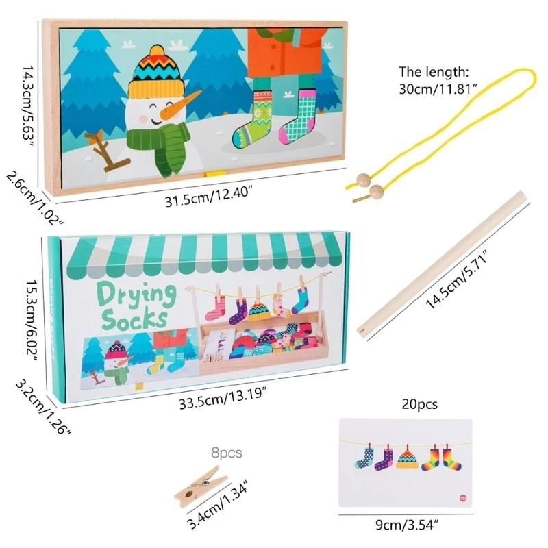 لعبة تحسين الذكاء لعبة تعليق الجوارب للأطفال الأولاد فوق 4 سنوات لعبة طاولة تعليق الملابس 15UB #6
