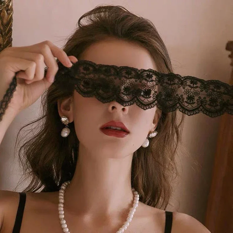 Women Sexy Lace Transparent Mask Black White Cosplay Costume Erotic Accessories view 5