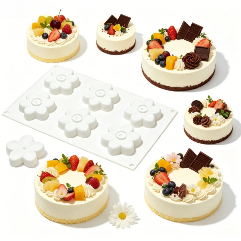 1 Stück 6-fach Blumenkuchen-Schokoladenform, klassisches Blumendesign, antihaftbeschichtet und hitzebeständig, leicht zu reinigen, kreatives Backwerkzeug