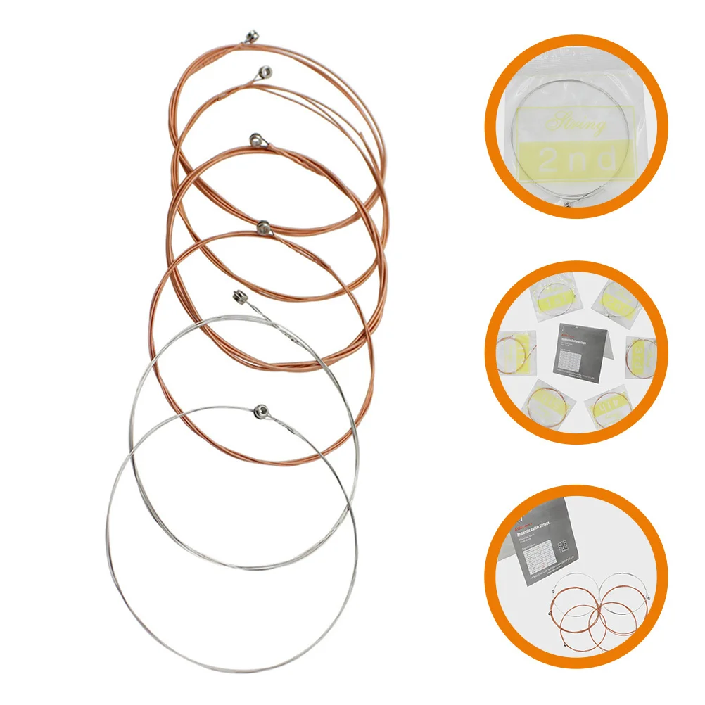

6Pcs Phosphor Bronze Strings for Acoustic Guitar Replacement Folk Bass Guitar Strings Set Musical Instrument Tuning Supplies