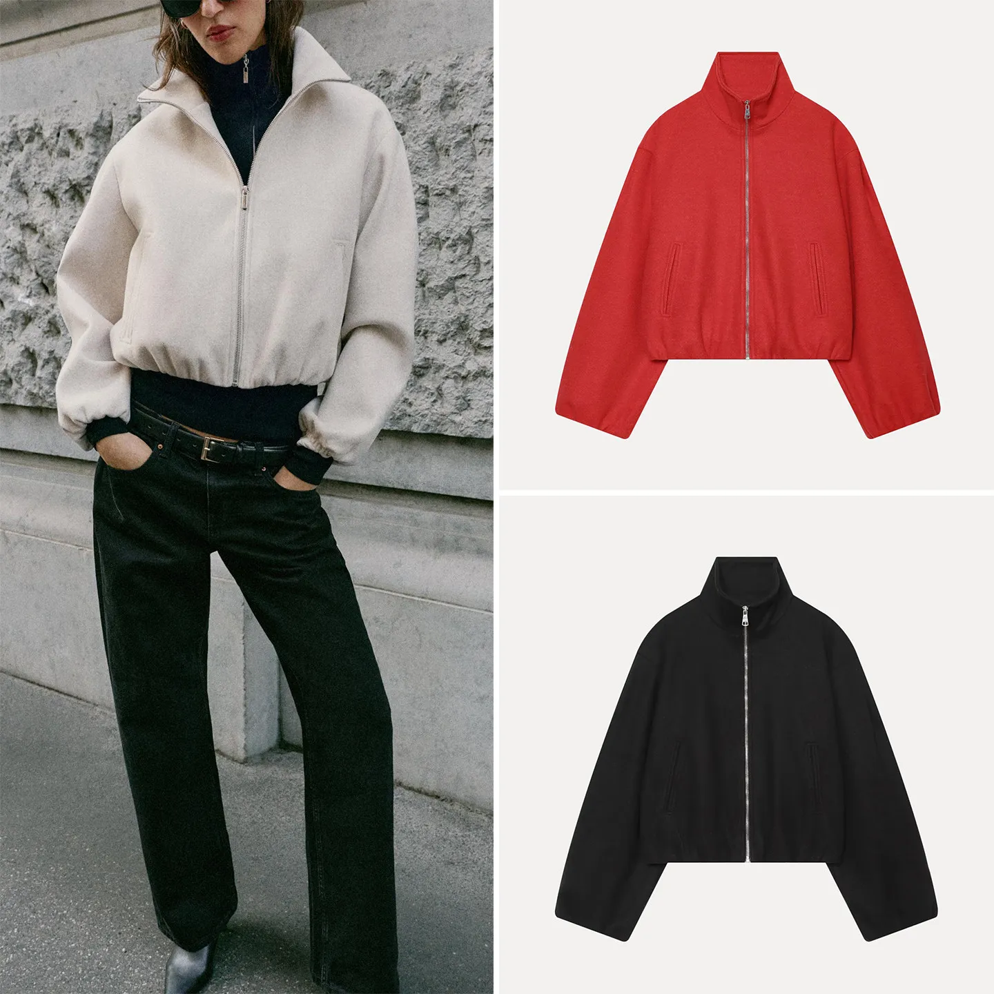 Fashionable Long Sleeve Pilot Jacket Coat for Women Stand Collar Autumn Wear ZADATA Standard Fit Other Material 100%