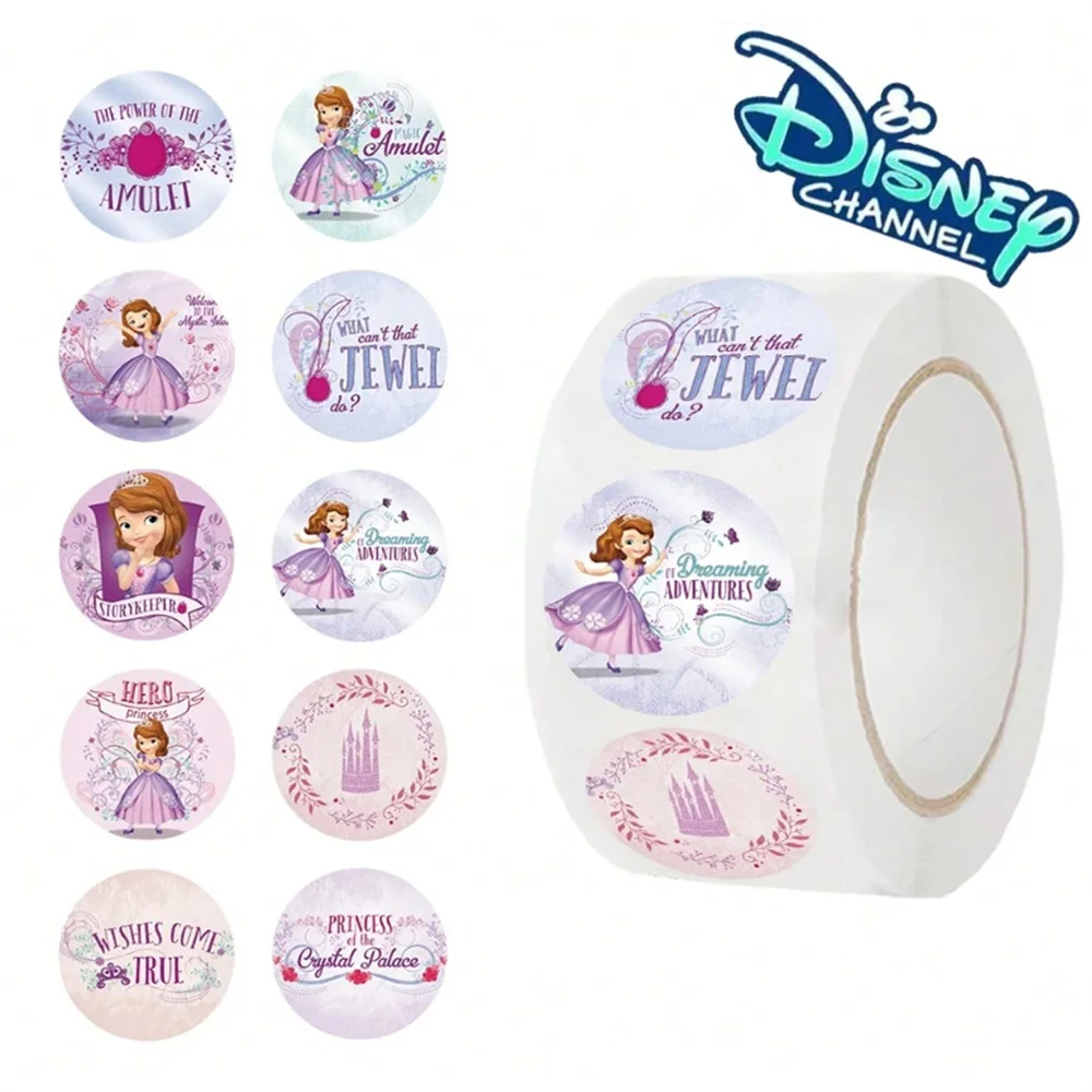 

500Sheets/Roll Disney Anime Sofia Roll Stickers For Laptop Water Bottle Scrapbook Birthday Party Gift DIY Decoration Stickers