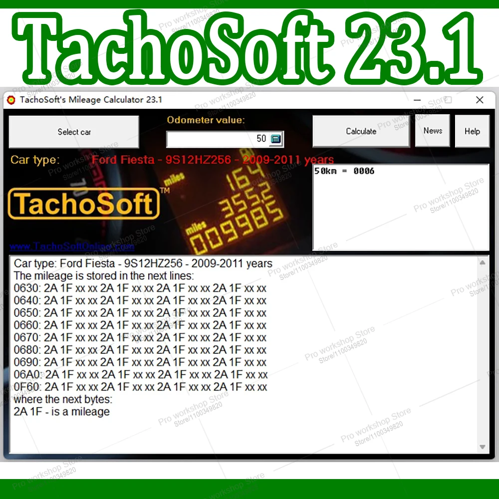 Software de diagnóstico TachoSoft Calculadora de kilometraje 23.1 Odómetro digital ajusta el kilometraje Licencia del programa de ajuste de chip ECU