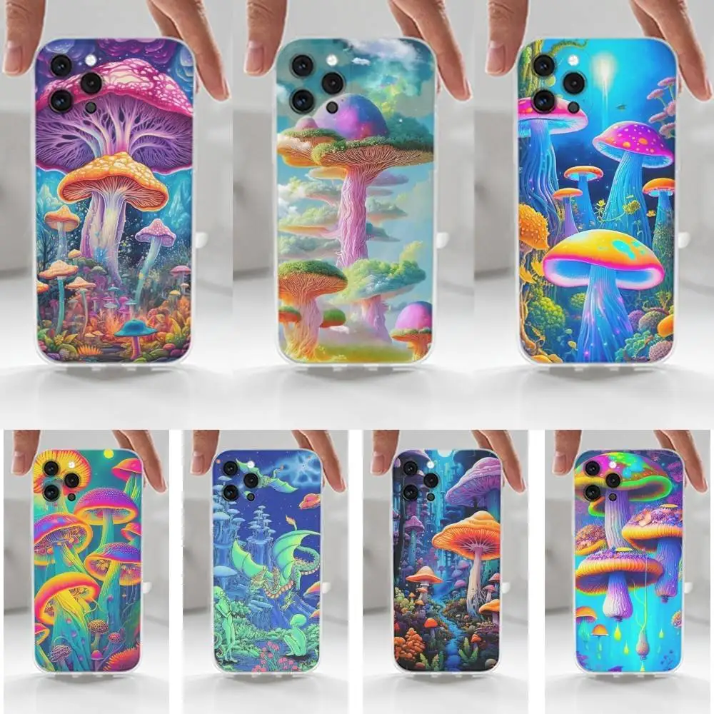 

Weird Plant Trippy Mushroom Phone For iPhone 16,15,14,13,12,11 Plus,Pro,Max,XR,XS,X,7,8 Plus,SE,Mini,Transparent,Silicone Case