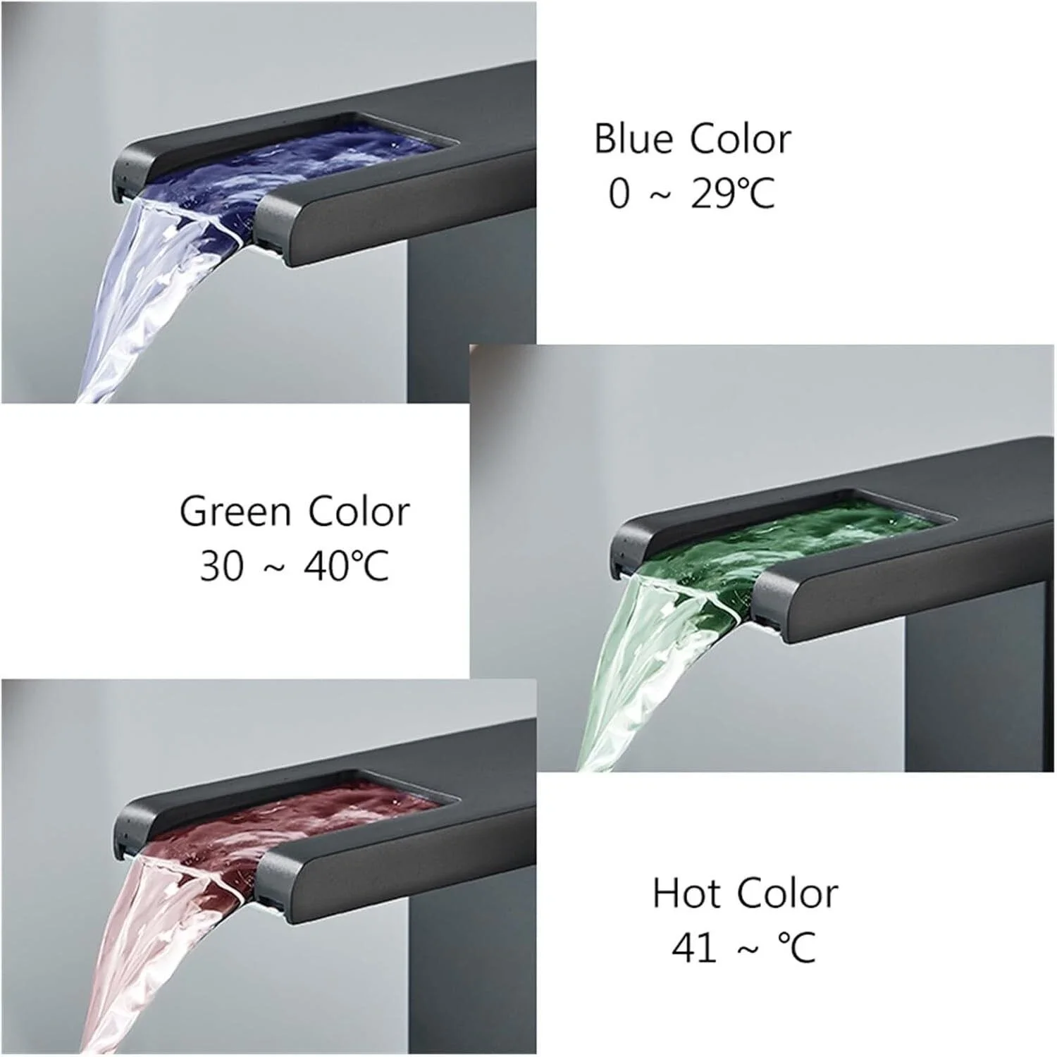 

Смеситель для раковины с эффектом водопада, светодиодный смеситель для ванной с датчиком температуры, нержавеющий латунный кран для ванной комнаты/туалета