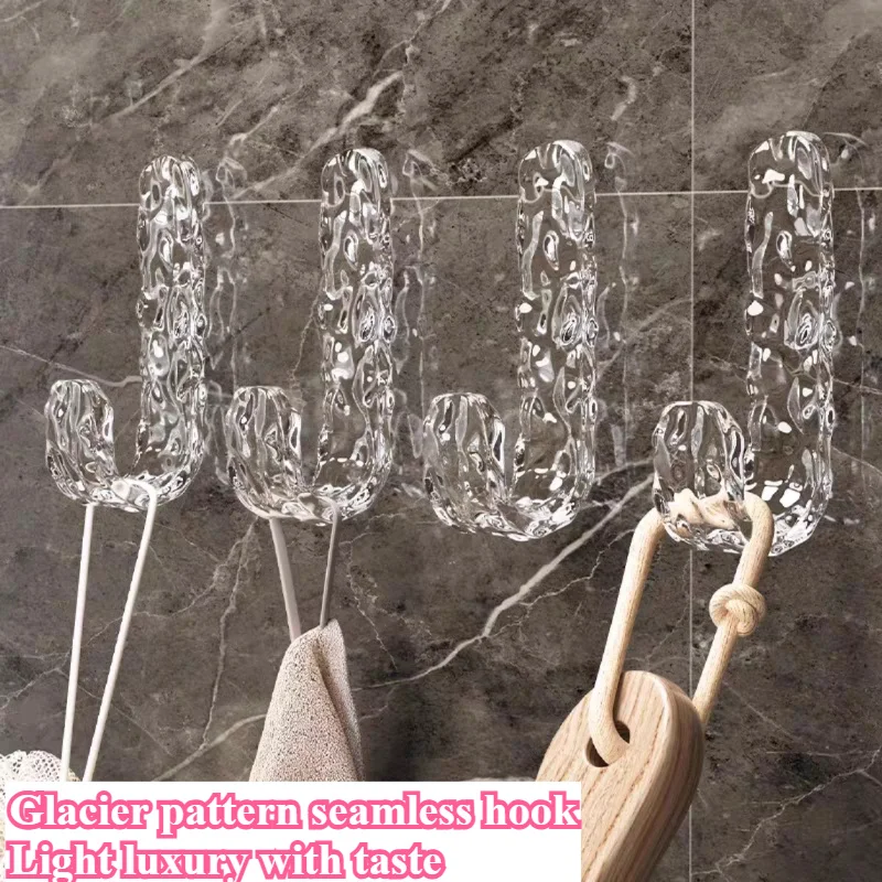 8pcs transparent glacier hooks, light luxury and high-end feel, suitable for multiple scenarios: kitchen, wardrobe, wall, door