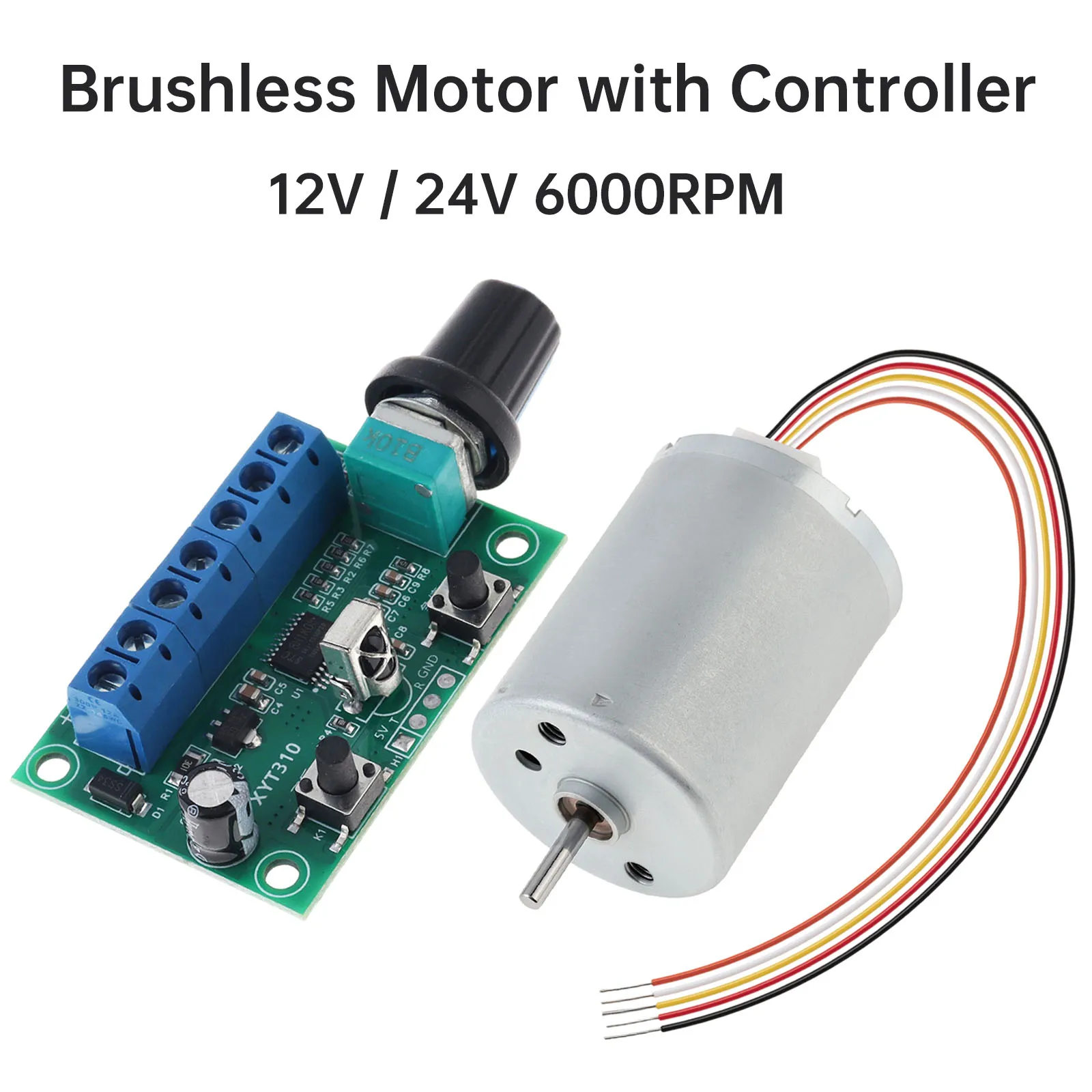 R2430 BLDC Motor Brushless DC Motor with Controller 12V/24V 6000RPM Mini Silent DC Motor for DIY Project /Smart Home