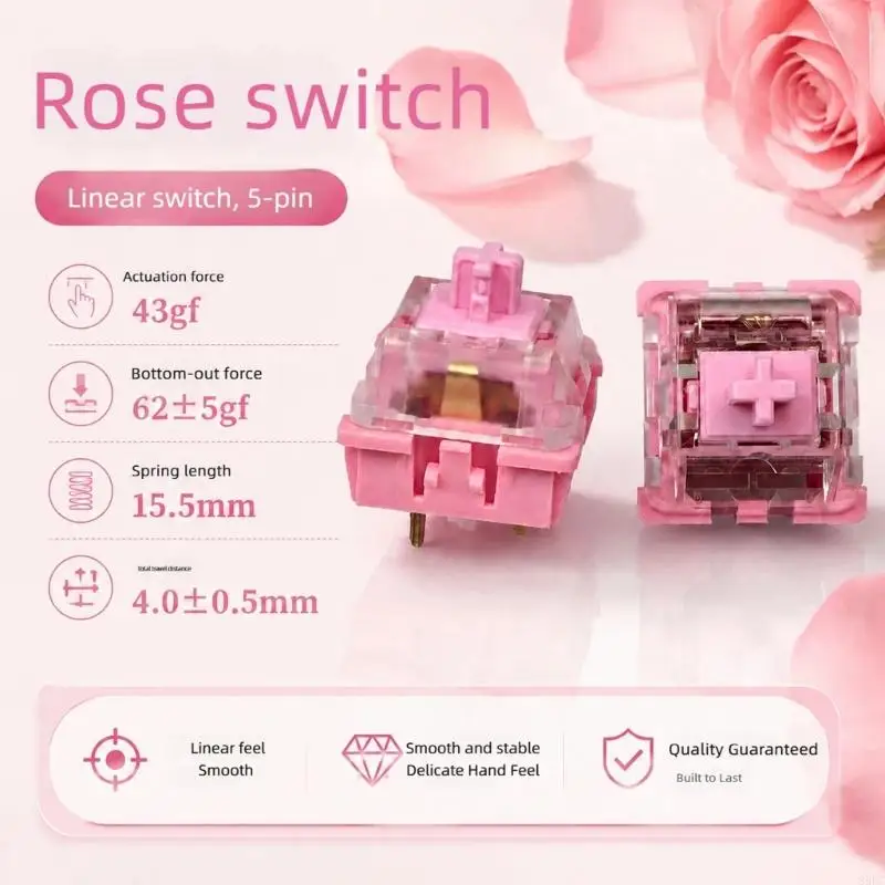 10/30/50/100Pcs Pink Linearity Switches For Mechanical Keyboard Smooth Typing Gaming Mechanical Keyboard Switches 896C