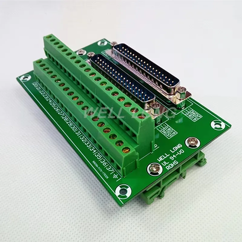 D-SUB DB37 Double Male Header Breakout Board, Terminal Block, Connector.