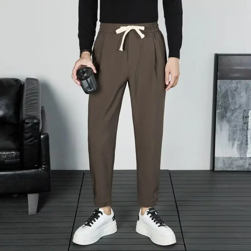 

Весенняя мужская одежда, прямые брюки, мужские деловые брюки, мужской костюм, мужская элегантная одежда, мужские брюки из ледяного шелка, летние костюмы, мужские