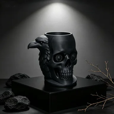 Gothic Skull Eagle 3D Mug Creative Halloween Coffee Tea Cup Desktop Pen Holder Organizer Decor Gift