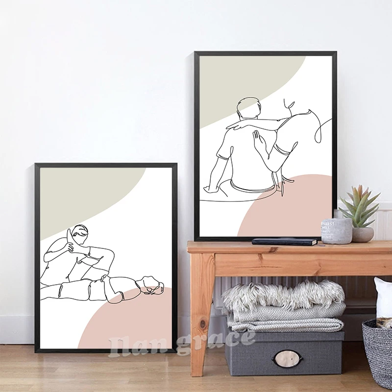 Sports Rehabilitation Stretching Art Prints Hand Draw Posters Fascia Relaxation Canvas Painting Orthopedic Massage Clinic Decor