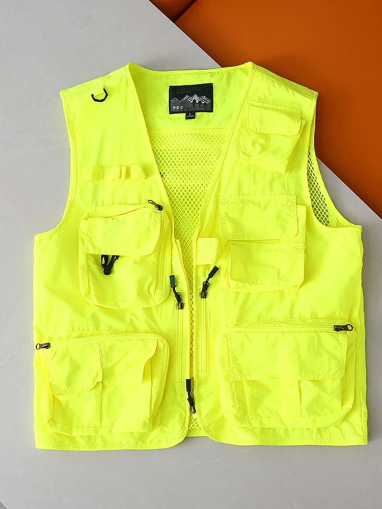 

Мужская уличная дышащая рабочая одежда, жилет, осенний жилет для альпинизма, большой размер, модная подставка, V-Ne на молнии
