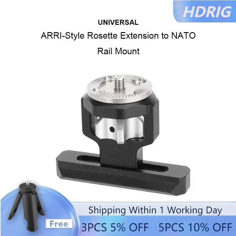 HDRIG ARRI-Style Rosette Extension to  Quick Release NATO Rail Mount For Camera Cage Rig Handgrip Supports NATO-Mount Accessorie