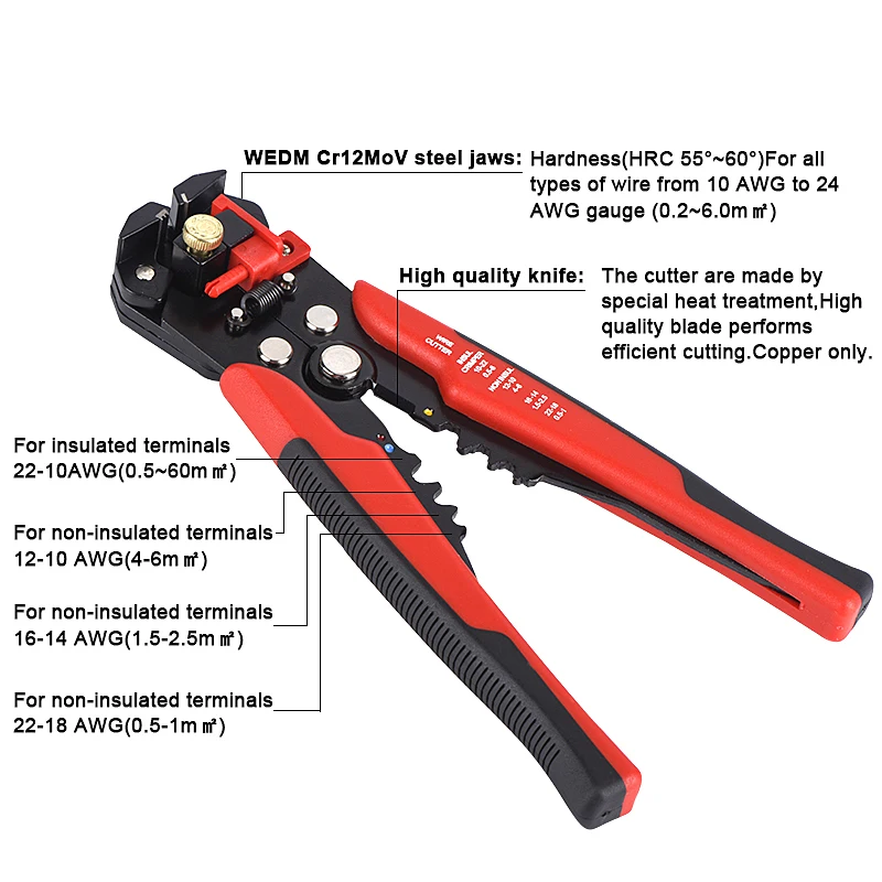 JCD Wire Stripper Tools Multitool Pliers Automatic Stripping Cutter Cable Wire Crimping Electrician Repair Tools