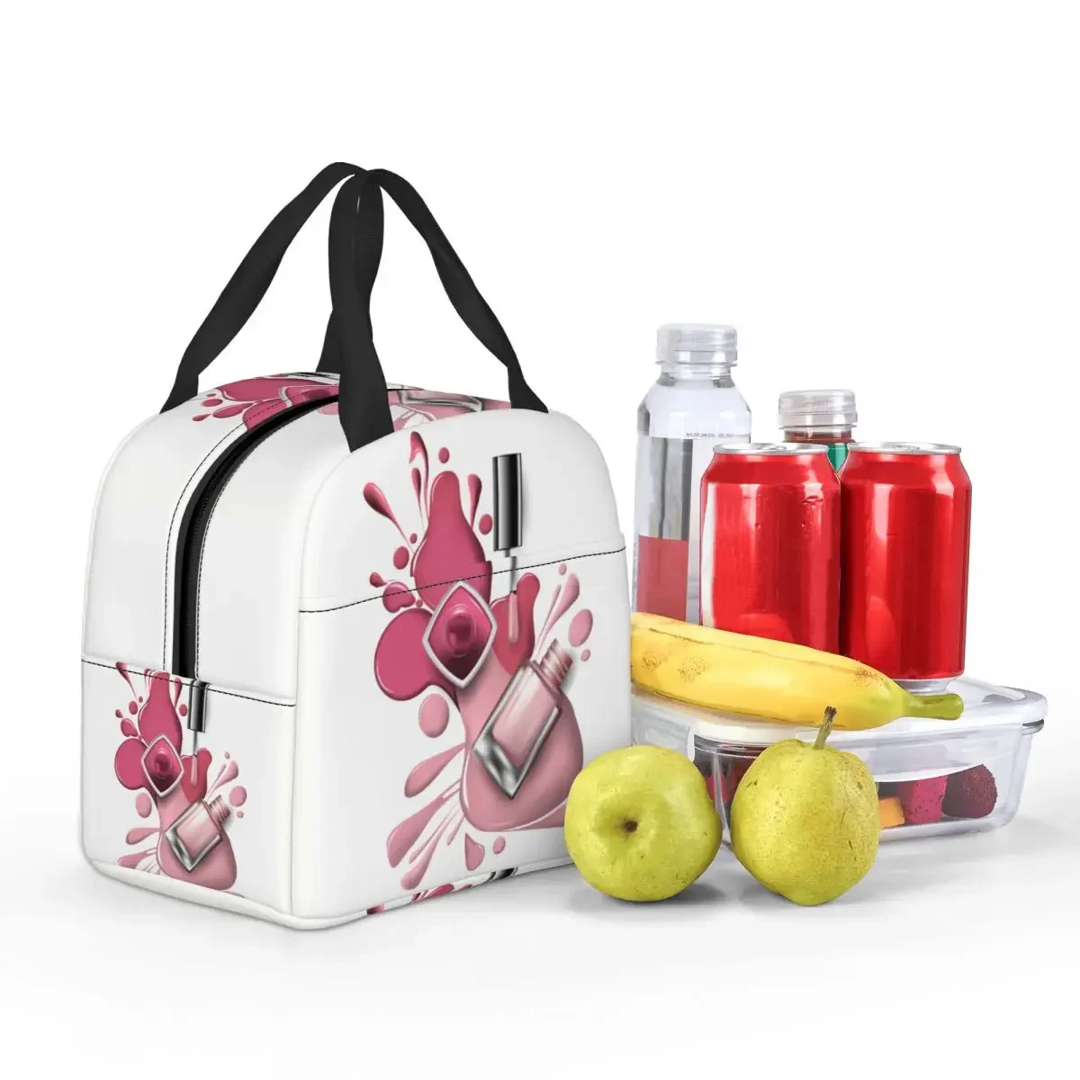 Custom Fashion Nail Polish Cosmetics Insulated Lunch Bag for Camping Travel Manicurist Cooler Thermal Bento Box Women Kids