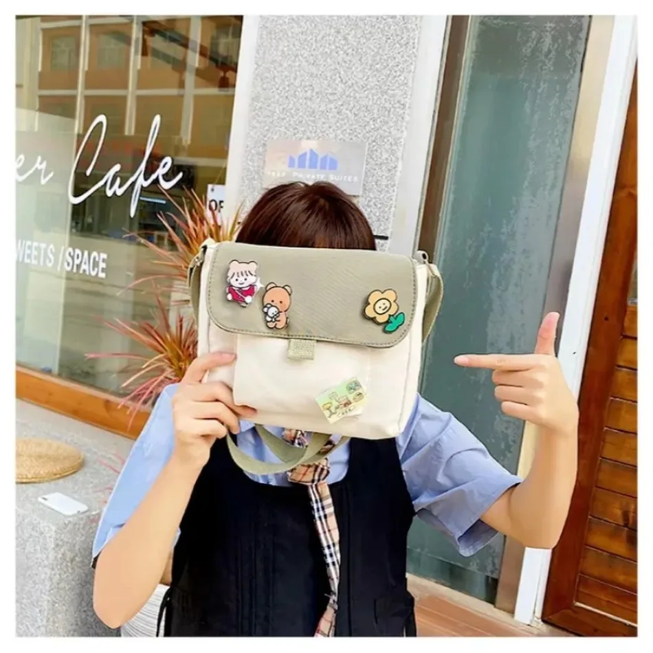 Canvas Small Bag For Women INS Japanese Crossbody Bags Cute Versatile Student Art One Shoulder Mobile Handbags Shoulder Bag
