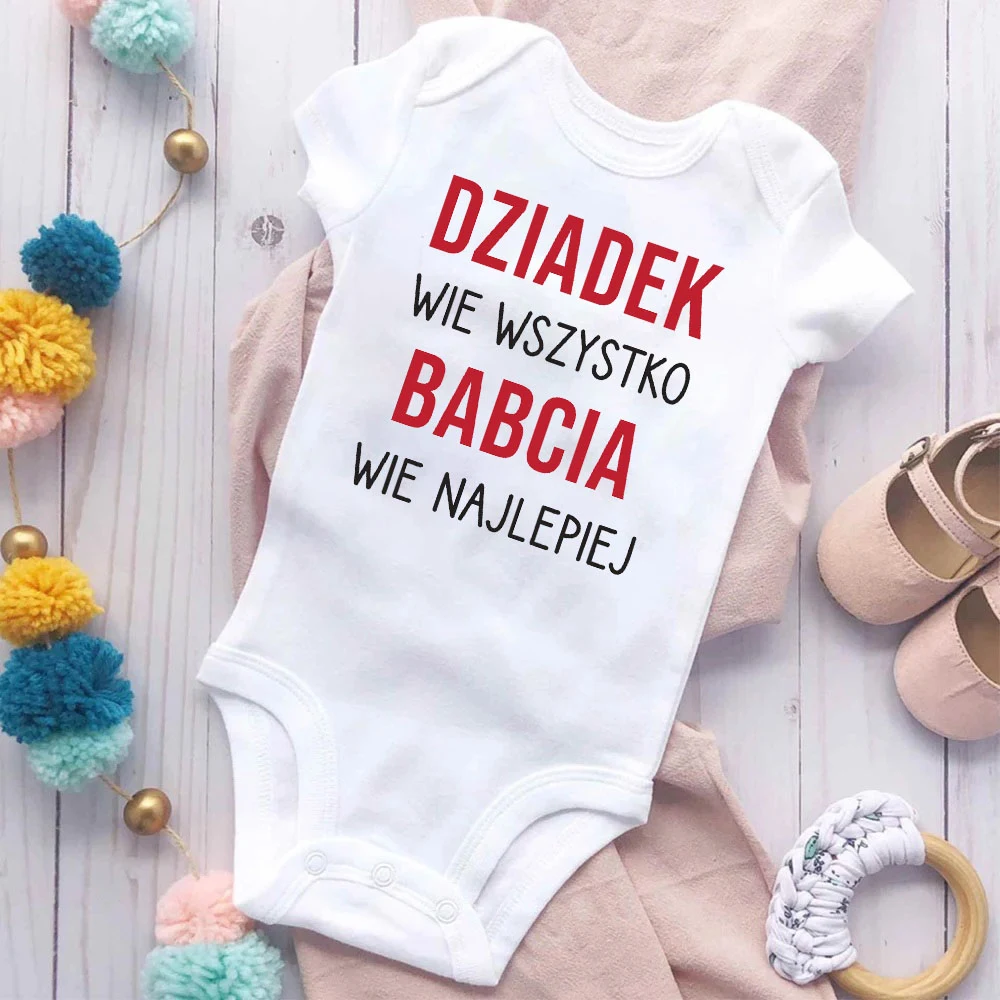 Grandma Knows Everything Grandpa Knows Best Polish Baby Funny Rompers  Toddler Bodysuit Poland Polish Grandparents Gift