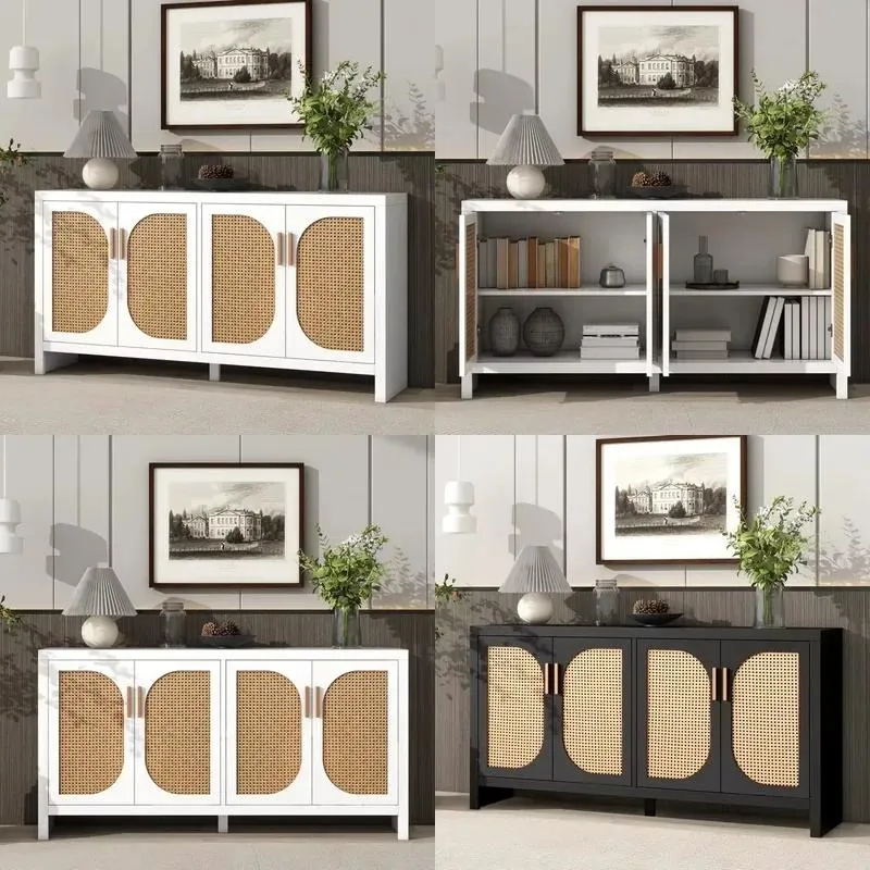 Custom living room media cabinet 4 door locker design, large capacity home TV cabinet