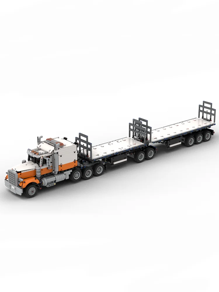 2589 PCS Truck Double Trailer Road Train Model Details Modular Building Blocks Kids Assembly Display Toys Festival Surprise Gift