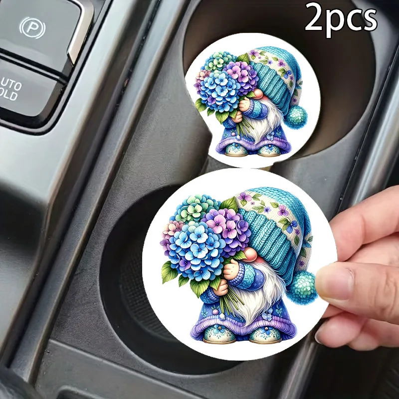 Halloween Skull Car Cup Holder Coasters, Soft Leather Anti-Scratch Washable Cup Pads, 2.75