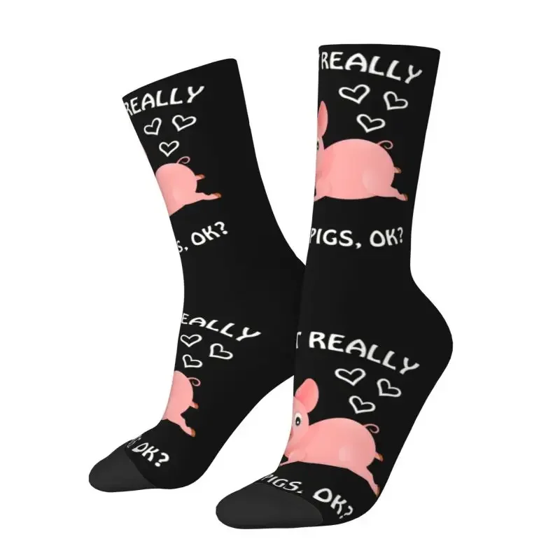 Cute Print Like Pigs Vegetarian Socks for Men Women Stretch Summer Autumn Winter Vegan Crew Socks