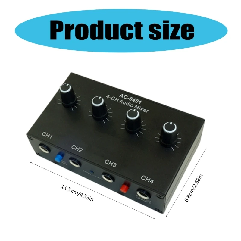 Professional Sound Mixer 4 Channel Mixer Stereo Converters Mixer Low Noise Sound Mixer 4 Input 1 Output Mixer