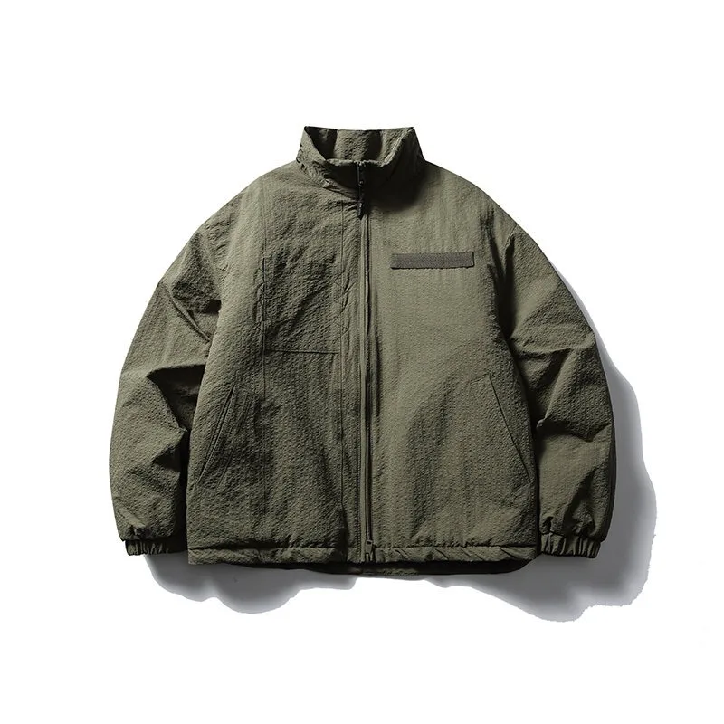 

Japanese Retro Collar Multi Pocket Cotton Jacket for Men Casual Loose and Versatile Autumn and Winter Thick Coat