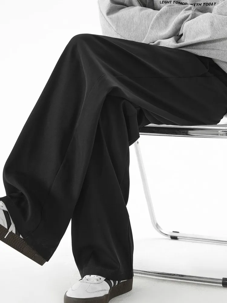 

Men's Casual Wide Leg Pants Spring Autumn Trendy Drapey Floor-Length Straight Leg Casual Small Western Pants Loose Fit