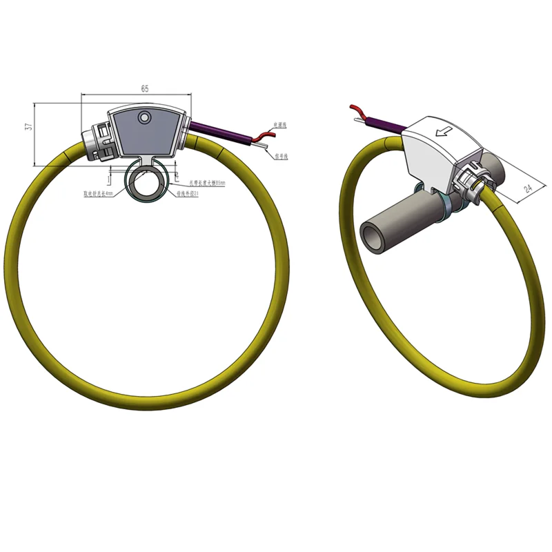 

Flexible CT Current Clamp 100mV/kA Air-Cored Current Sensor Transformer Rogowski Coil With Cable Ties PLS-NRC