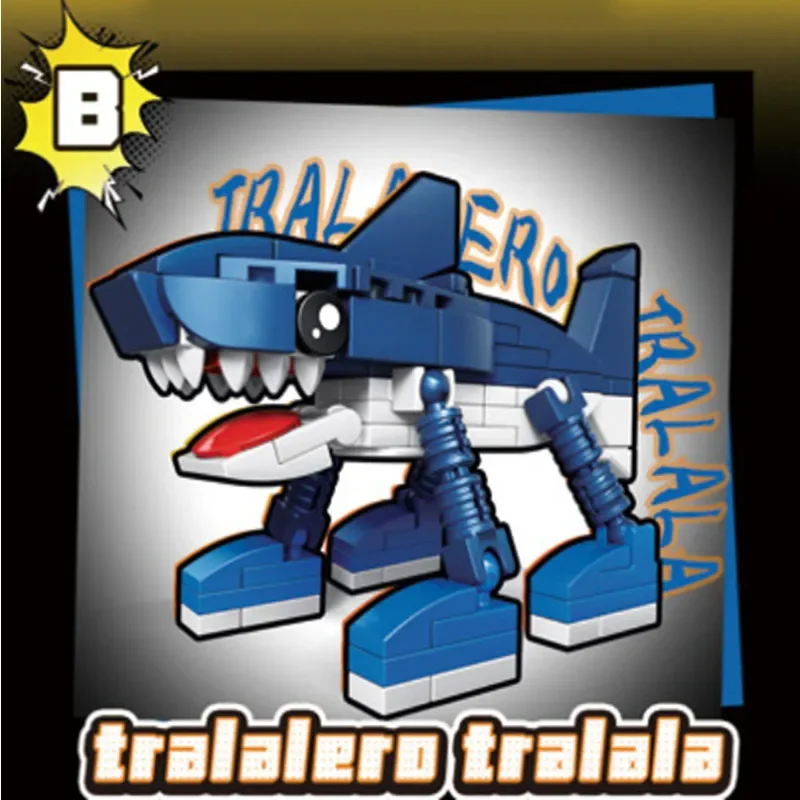 Nouveau Tralalero Tralala blocs de construction cerveau italien ornement TTung Tung Sahur figurines d'action poupée jouet pour enfant cadeaux de noël