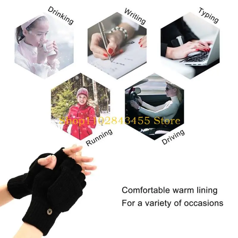 49MC Touchscreen Mittens Flip Gloves Men Wool Fingerless Gloves Knit Convertible GlovesWinter Gloves Touchscreen Gloves