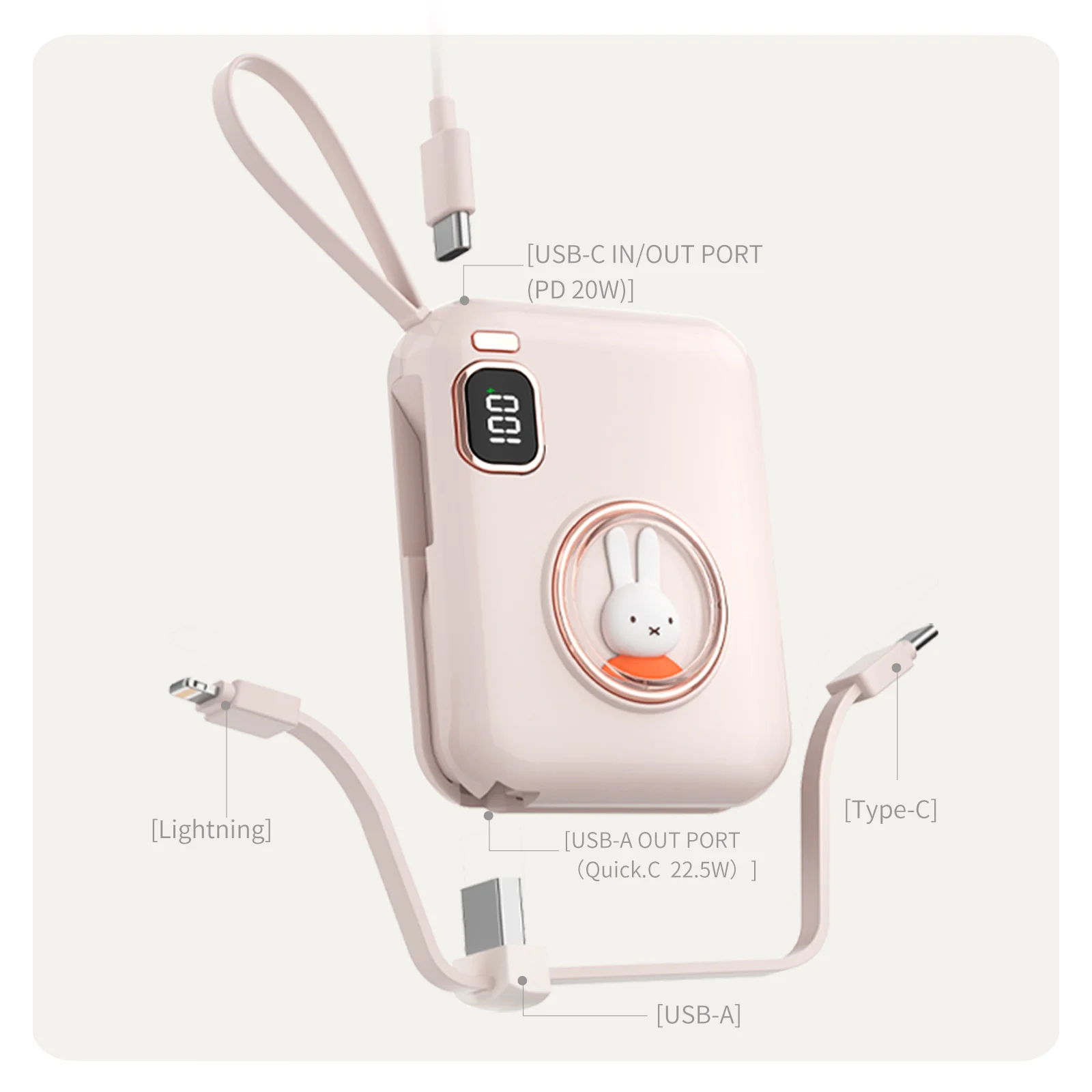 MIPOW&miffy  22.5 W Power Bank w/ Smart Magic Dual Cables