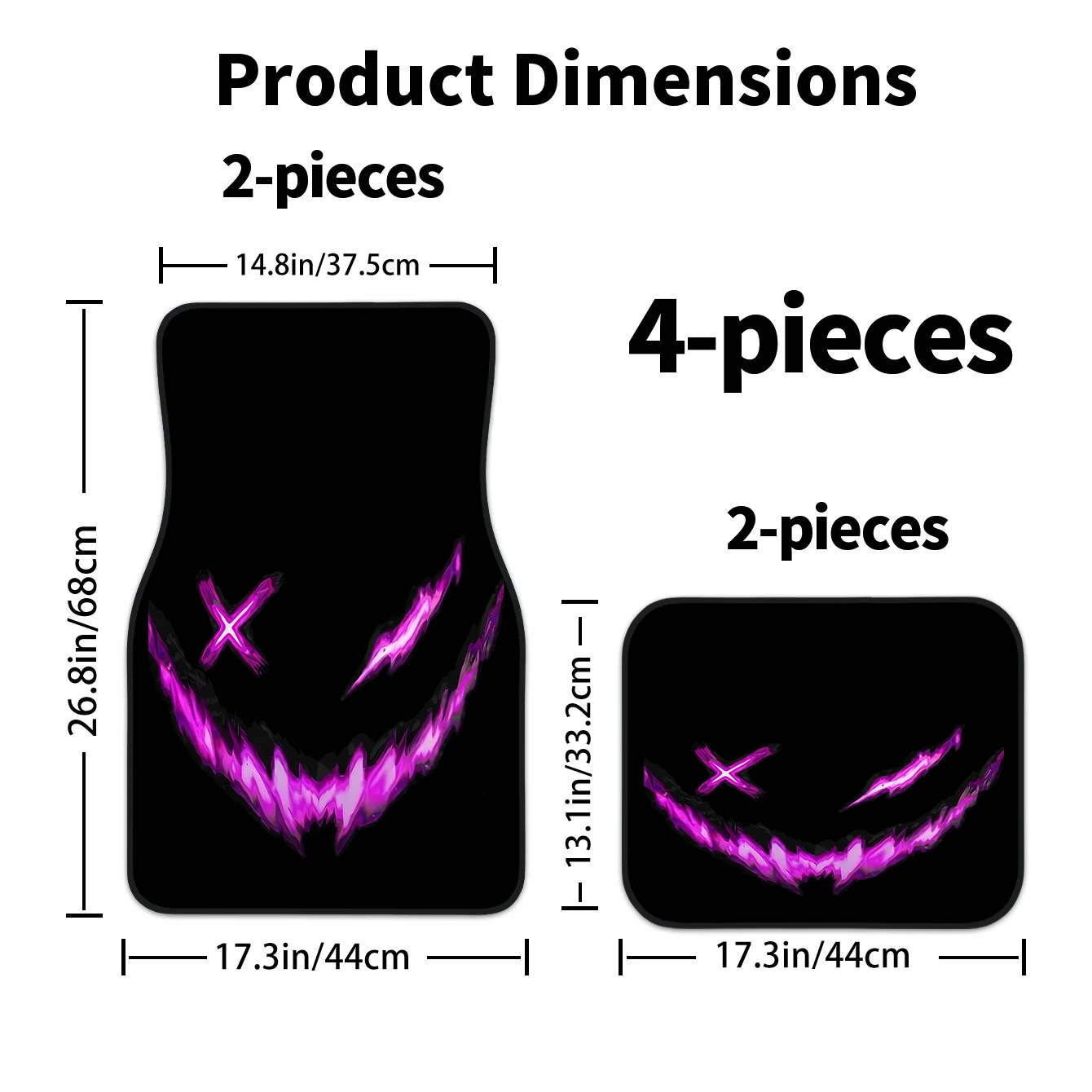 Set Of 4, Purple Flame Smiley Face Car Interior Mats, Easy To Clean Interior Additions, Suitable For Front And Rear Seats, Comfo