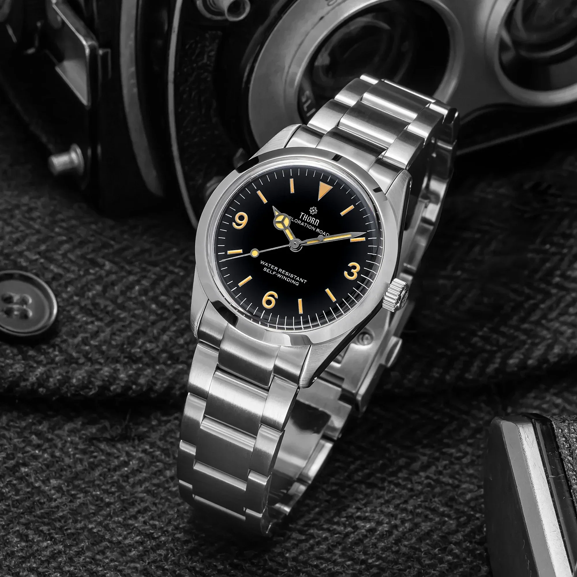 THORN T005 Neue 34MM Herren Automatik-Mechanische Uhr PT5000 Uhrwerk 100M Wasserdicht Saphir Leuchtend Vintage Luxus Armbanduhr