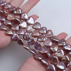 High quality 12-14mm purple color natural freshwater heart shape baroque pearl beads strand jewelry