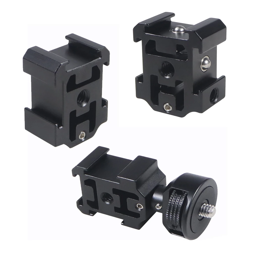 Kamera Blitzschuh Mount Adapter Aluminium Triple Cold Shoe Halterung Stativ Kugelkopf Monitor für DJI Mic 2 Studio Video Licht Stehen – Detail 1