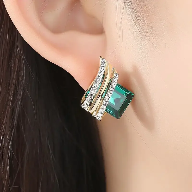 Zircon Crystal Rhombus Wings Earrings for Women Birthday Gifts Jewelry