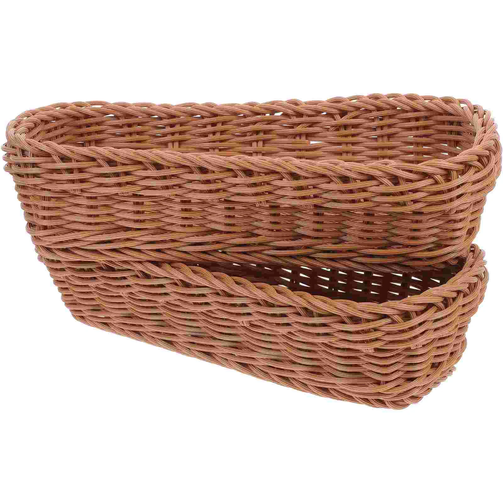 

2 Pcs Rattan Cutlery Basket 26x12x6cm Brown Rectangular Kitchen Storage Woven Utensil Plastic Seasoning Jar ganizer